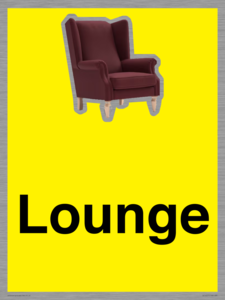 Lounge Dementia Friendly Yellow SIgn